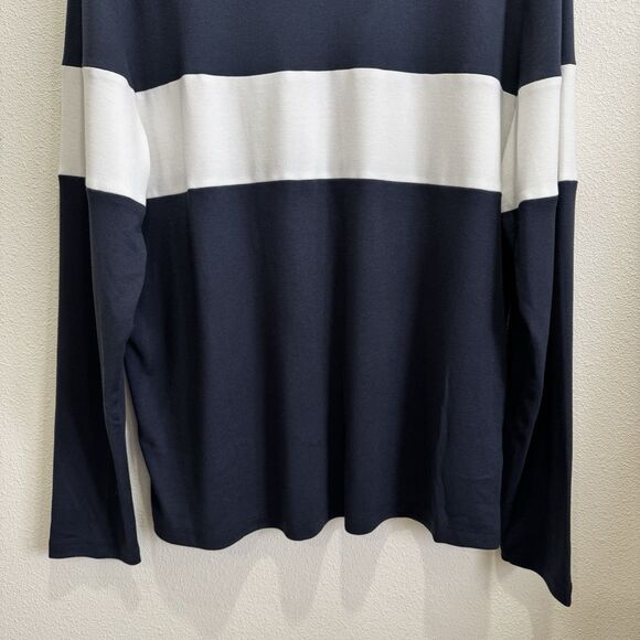 Theory Sweater Mens XL Navy White‎ Striped Pullover Soft Comfy Nautical NEW - Picture 3 of 16